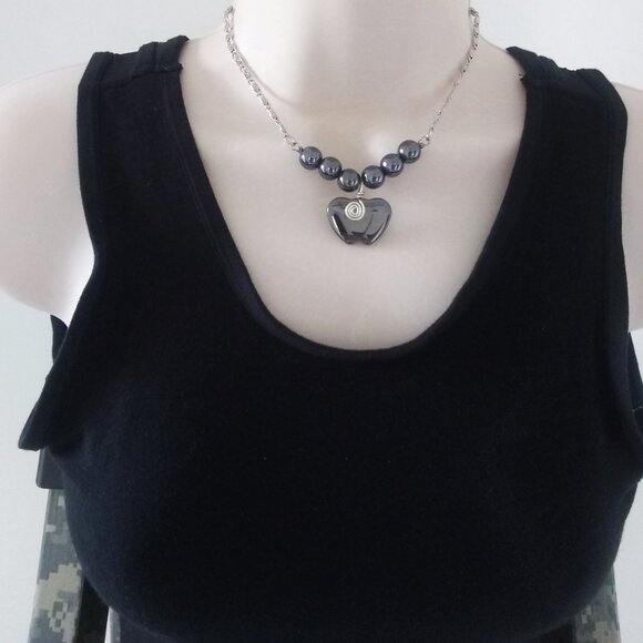 One-of-a-kind Hematite Apple Beaded Necklace! Teacher's Gift? Apple of your Eye? - Picture 6 of 9